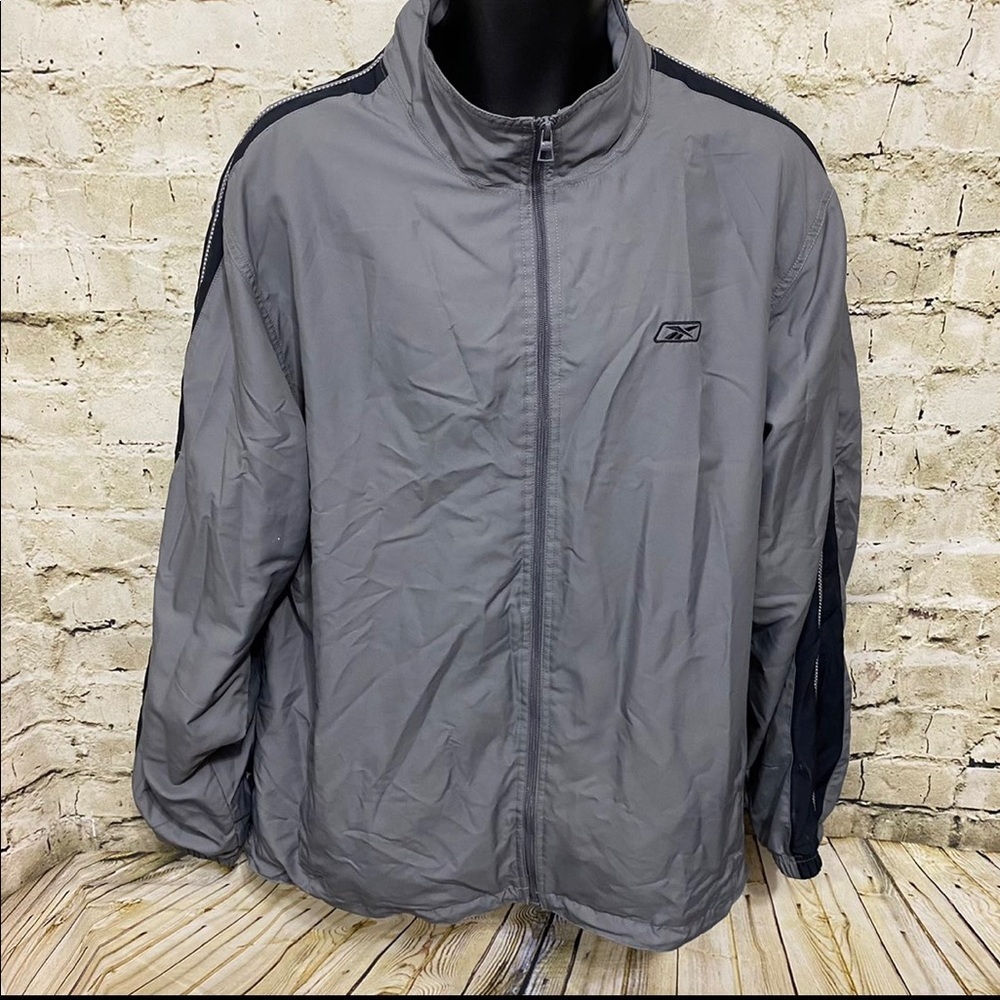 Reebok Gray Mesh Lined Zip Up Windbreaker Jacket